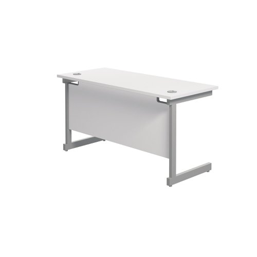 Jemini Single Rectangular Desk 1200x600x730mm White/Silver KF800431