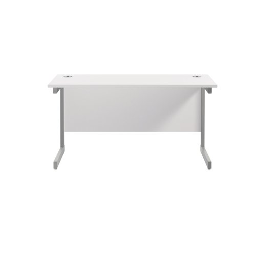 Jemini Single Rectangular Desk 1200x600x730mm White/Silver KF800431