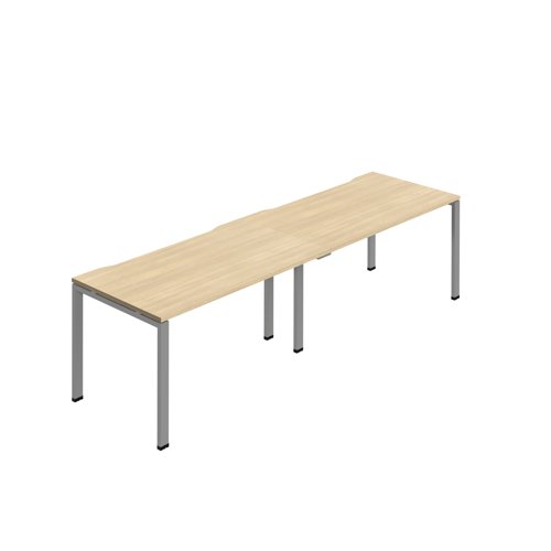 Jemini Two Person Bench Desk 1200x800mm Nova Oak/Silver (Set of 2) KF800443