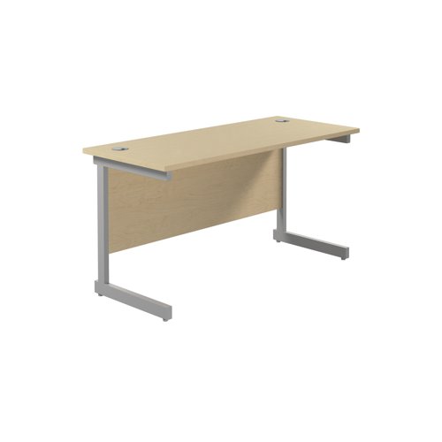 Jemini Single Rectangular Desk 1200x600x730mm Maple/Silver KF800447