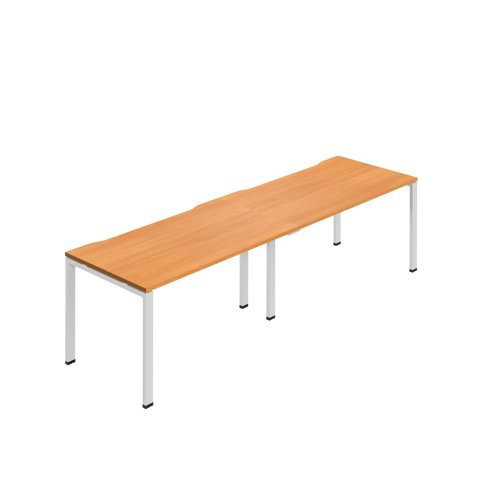 Jemini Two Person Bench Desk 1600x800mm Beech/White (Set of 2) KF800467