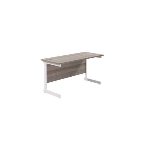 Jemini Single Rectangular Desk 1200x600x730mm Grey Oak/White KF800475