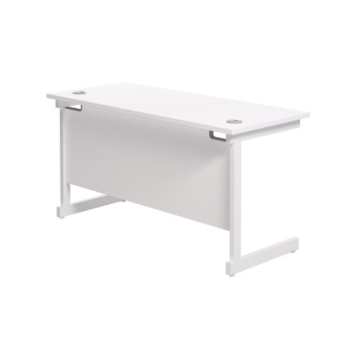 Jemini Single Rectangular Desk 1200x600x730mm White/White KF800497