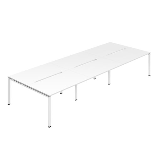 Jemini Six Person Back-to-Back Bench Desk 1200x800mm White (Set of 3) KF800548