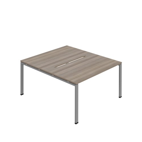 Jemini Two Person Back-to-Back Bench Desk 1400x800mm Grey Oak/Silver KF800606