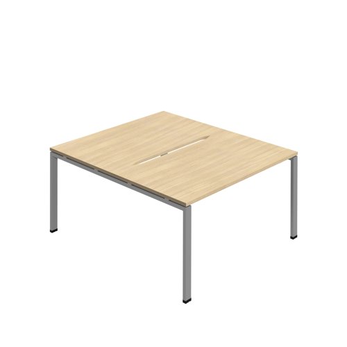 Jemini Two Person Back-to-Back Bench Desk 1400x800mm Nova Oak/Silver KF800610