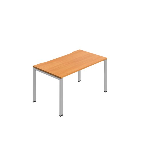 Jemini One Person Bench Desk 1200x800mm Beech/Silver KF800633