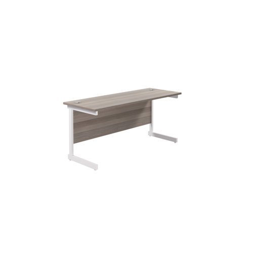 Jemini Single Rectangular Desk 1600x600x730mm Grey Oak/White KF800719