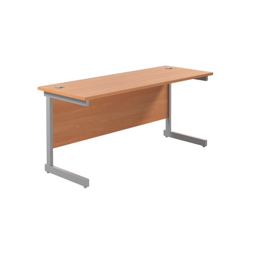 Jemini Single Rectangular Desk 1800x600x730mm Beech/Silver KF800766