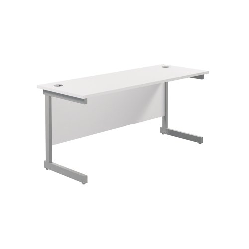 Jemini Single Rectangular Desk 1800x600x730mm White/Silver KF800794