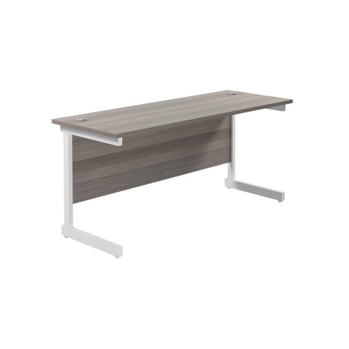 Jemini Single Rectangular Desk 1800x600x730mm Grey Oak/White KF800834