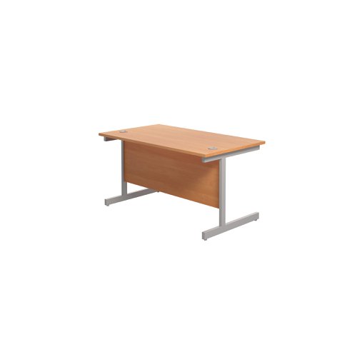 Jemini Single Rectangular Desk 1200x800x730mm Beech/Silver KF801008