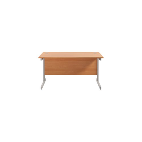 Jemini Single Rectangular Desk 1200x800x730mm Beech/Silver KF801008