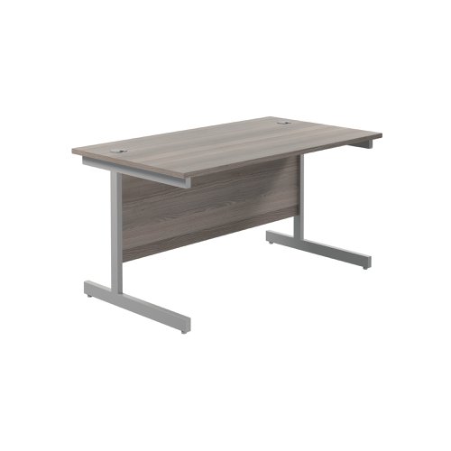 Jemini Single Rectangular Desk 1200x800x730mm Grey Oak/Silver KF801014