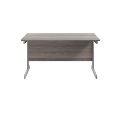 Jemini Single Rectangular Desk 1200x800x730mm Grey Oak/Silver KF801014