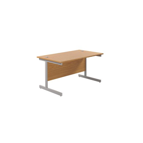 Jemini Single Rectangular Desk 1200x800x730mm Nova Oak/Silver KF801020