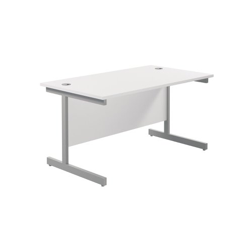 Jemini Single Rectangular Desk 1200x800x730mm White/Silver KF801033