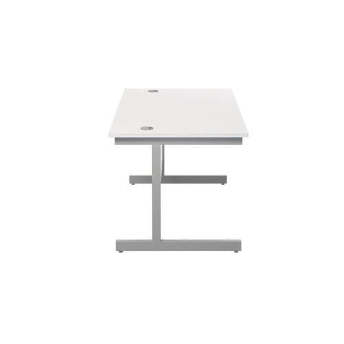 Jemini Single Rectangular Desk 1200x800x730mm White/Silver KF801033