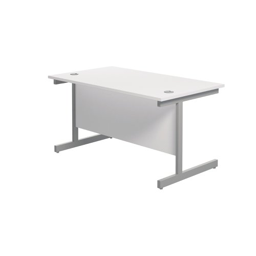 Jemini Single Rectangular Desk 1200x800x730mm White/Silver KF801033