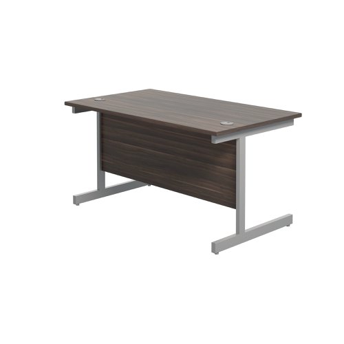 Jemini Single Rectangular Desk 1200x800x730mm Dark Walnut/Silver KF801055