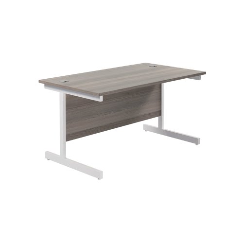 Jemini Single Rectangular Desk 1200x800x730mm Grey Oak/White KF801077