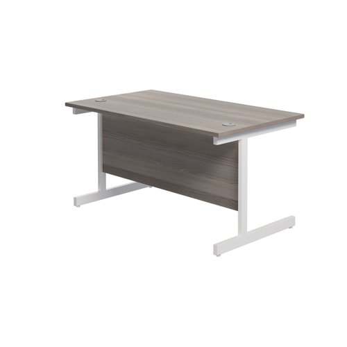 Jemini Single Rectangular Desk 1200x800x730mm Grey Oak/White KF801077