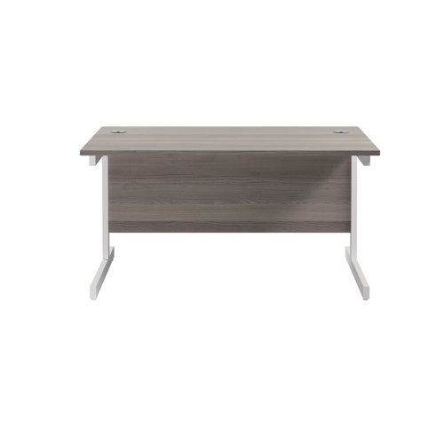 Jemini Single Rectangular Desk 1200x800x730mm Grey Oak/White KF801077