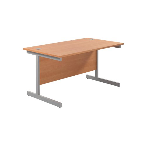 Jemini Single Rectangular Desk 1400x800x730mm Beech/Silver KF801126