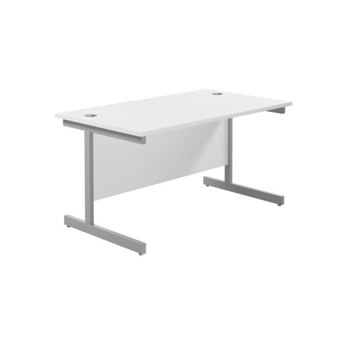 Jemini Single Rectangular Desk 1400x800x730mm White/Silver KF801151