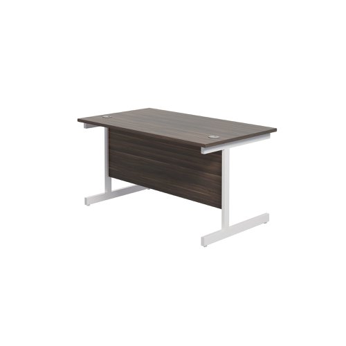 Jemini Single Rectangular Desk 1400x800x730mm Dark Walnut/White KF801235