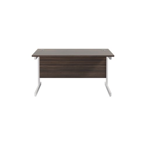 Jemini Single Rectangular Desk 1400x800x730mm Dark Walnut/White KF801235