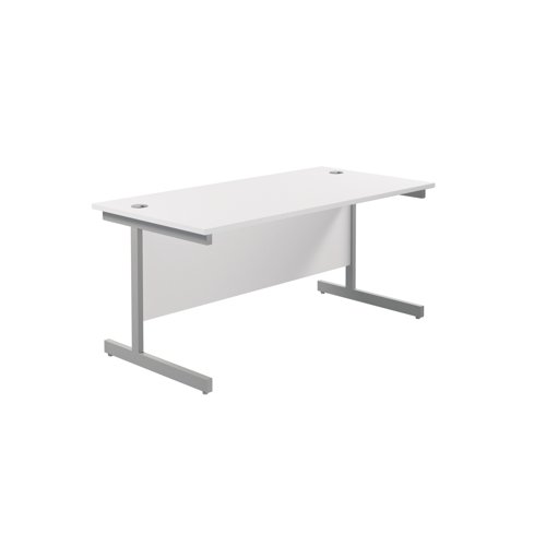 Jemini Single Rectangular Desk 1600x800x730mm White/Silver KF801279