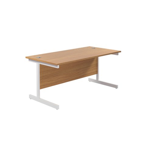 Jemini Single Rectangular Desk 1600x800x730mm Nova Oak/White KF801328