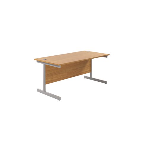 Jemini Single Rectangular Desk 1800x800x730mm Nova Oak/Silver KF801381