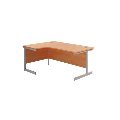 Jemini Radial Left Hand Cantilever Desk 1600x1200x730mm Beech/Silver KF801721