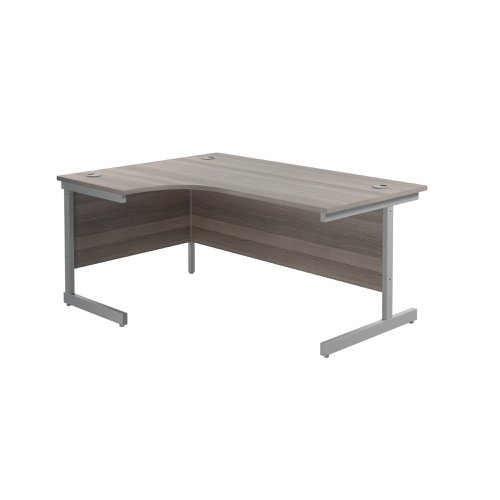 Jemini Radial Left Hand Cantilever Desk 1600x1200x730mm Grey Oak/Silver KF801734