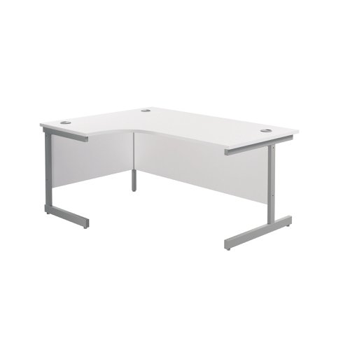 Jemini Radial Left Hand Cantilever Desk 1600x1200x730mm White/Silver KF801756