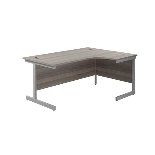 Jemini Radial Right Hand Cantilever Desk 1600x1200x730mm Grey Oak/Silver KF801790