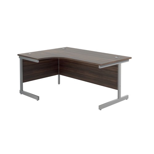 Jemini Radial Left Hand Cantilever Desk 1800x1200x730mm Dark Walnut/Silver KF802010