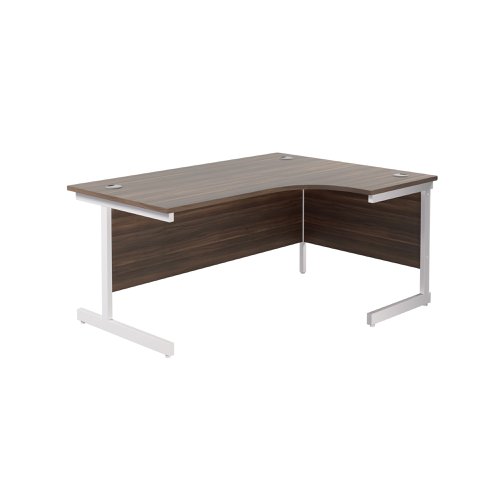 Jemini Radial Right Hand Cantilever Desk 1800x1200x730mm Dark Walnut/White KF802191