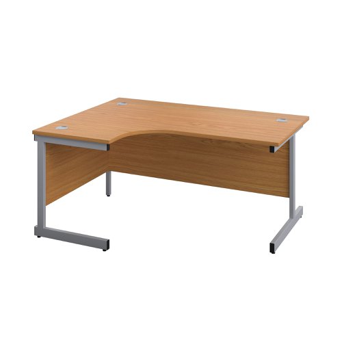 First Radial Left Hand Desk 1600x1200x730mm Nova Oak/Silver KF803027