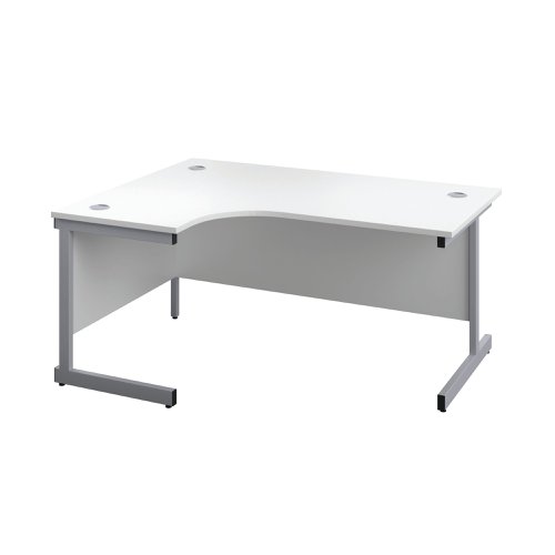 First Radial Left Hand Desk 1600x1200x730mm White/Silver KF803034