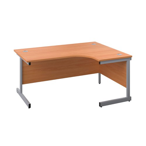 First Radial Right Hand Desk 1600x1200x730mm Beech/Silver KF803041