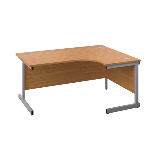 First Radial Right Hand Desk 1600x1200x730mm Nova Oak/Silver KF803058