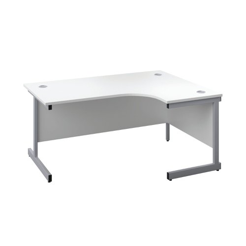 First Radial Right Hand Desk 1600x1200x730mm White/Silver KF803065