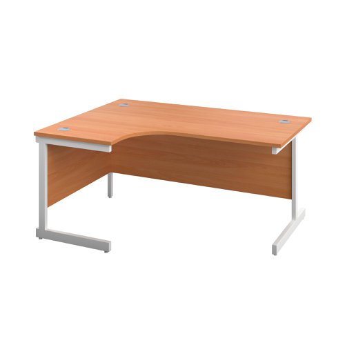 First Radial Left Hand Desk 1600x1200x730mm Beech/White KF803072