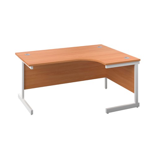 First Radial Right Hand Desk 1600x1200x730mm Beech/White KF803102