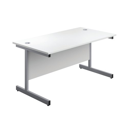 First Rectangular Cantilever Desk 1400x800x730mm White/Silver KF803393