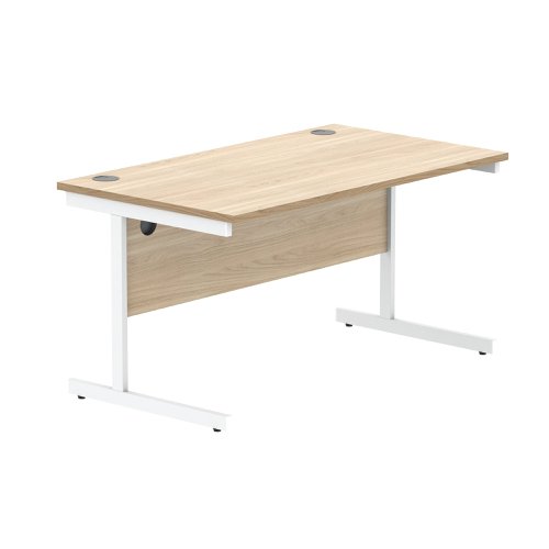 Astin Rectangular Single Upright Cantilever Desk 1400x800x730mm Canadian Oak/Arctic White KF803487