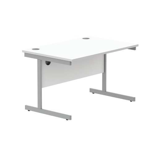 Astin Rectangular Single Upright Cantilever Desk 1200x800x730mm Arctic White/Silver KF803537